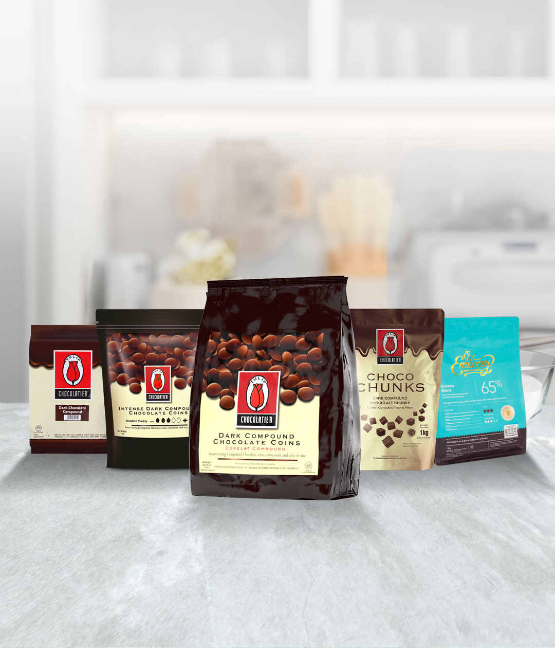 ทิวลิปช็อกโกแลตคอมพาวด์ และ ช็อกโกแลตคูเวอร์เจอร์