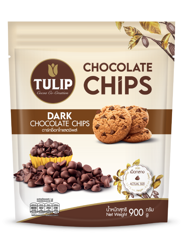 ทิวลิป ดาร์ก ช็อกโกแลตชิพส์ เม็ดกลาง